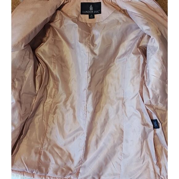New London Fog Jacket Women's M Pink Rose Megan Coat Faux Fur Collar Zip Closure - Picture 8 of 14